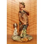 A signed Capodimonte porcelain sculpture of 'The Hunter' by Volta with certificate, H. 28cm.