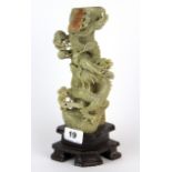A Chinese carved soapstone dragon vase, H.25cm.