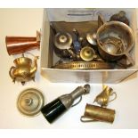 A box of mixed metalware.