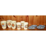 A group of six Coronation beakers and four Wedgwood items.