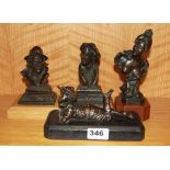 Four cold cast bronze figures, tallest 19cm.