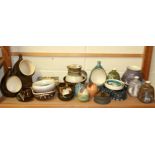 A quantity of mixed studio pottery items.