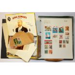 A stamp album and a quantity of loose stamps.