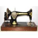 A vintage Singer sewing machine.