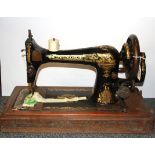 A vintage Singer sewing machine.