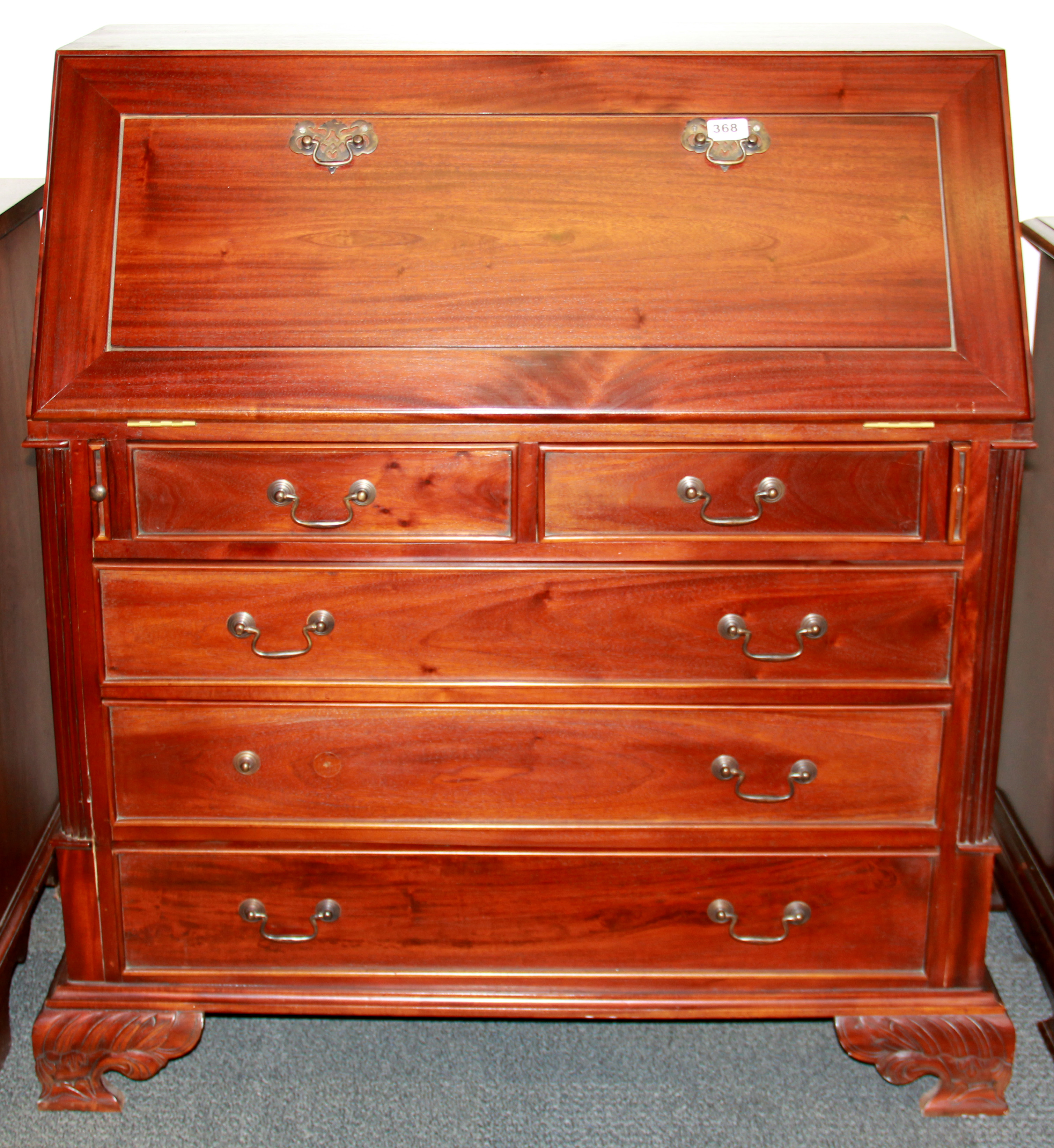 A fitted mahogany bureau, W. 95cm H. 109cm.