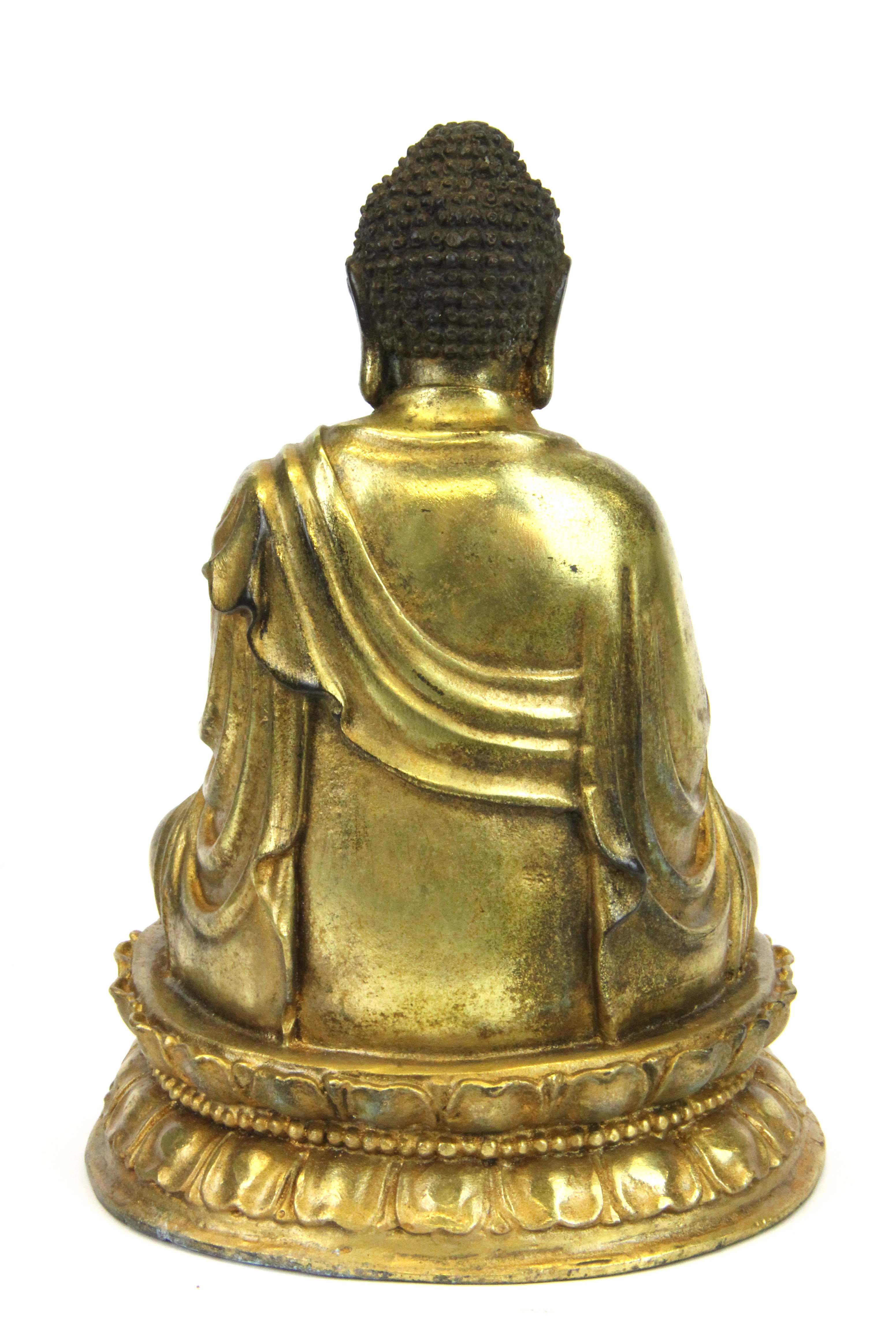 A Sino-Tibetan gilt bronze figure of the seated Buddha, H. 17cm. - Image 2 of 3