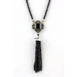 A 925 silver and black crystal necklace, L. 48cm.