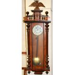 A 19th century Vienna wall clock, H. 122cm.