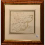 A framed map of Essex with proposed divisions and showing early railway routes engraved by J.