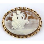 A 9ct yellow gold cameo brooch, L. 5.5 x 4.5cm.