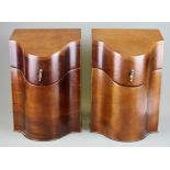 A pair of reproduction mahogany veneered knife boxes, H. 36cm.