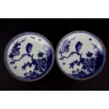 A pair of fine Chinese hand painted porcelain dishes, Dia. 22cm.