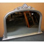 A silvered overmantle mirror, W. 119cm H. 90cm.