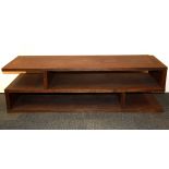 A low hardwood coffee table, size 120 x 40 x 36cm.