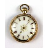 A lady's 14ct gold fob watch, understood to be in working order.