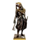 A superb cast bronze figure of an Arab signed A. Leveel, H. 52cm.