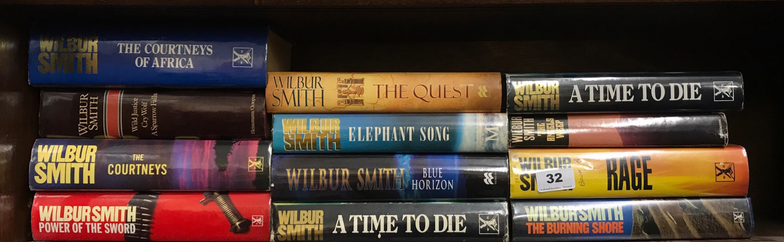 Fourteen books by Wilbur Smith including 'Rage' and 'The Angels Weep'.