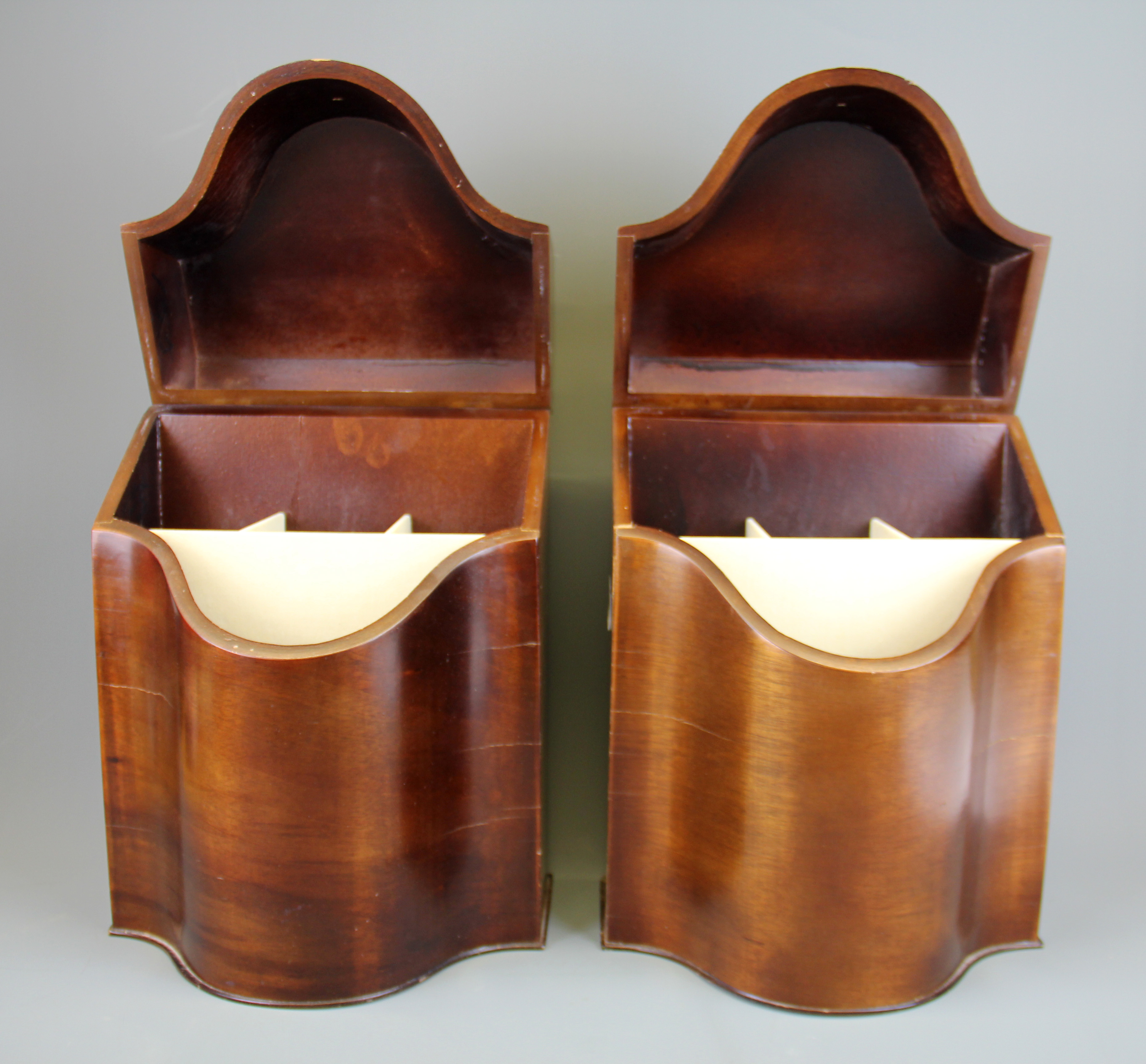 A pair of reproduction mahogany veneered knife boxes, H. 36cm. - Image 2 of 2