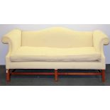 An upholstered mahogany framed couch, L. 186cm.