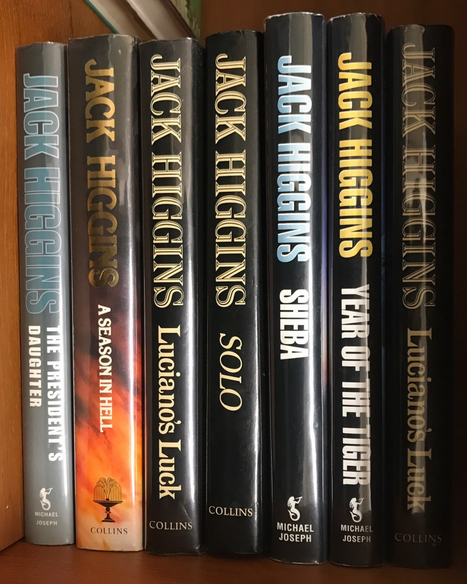 Seven first edition books by Jack Higgins.