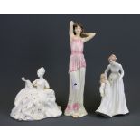 Three Royal Doulton figurines including 'Antoinette' 'Secret Thoughts' and 'Just For Two'.