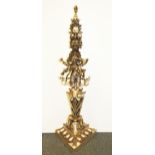 A superb large Tibetan silverplated bronze purba on stand, H. 100cm.