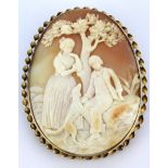 A 9ct yellow gold cameo brooch, L.6 x 4.7cm.