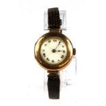 A lady's 9ct gold wrist watch, understood to be in working order.