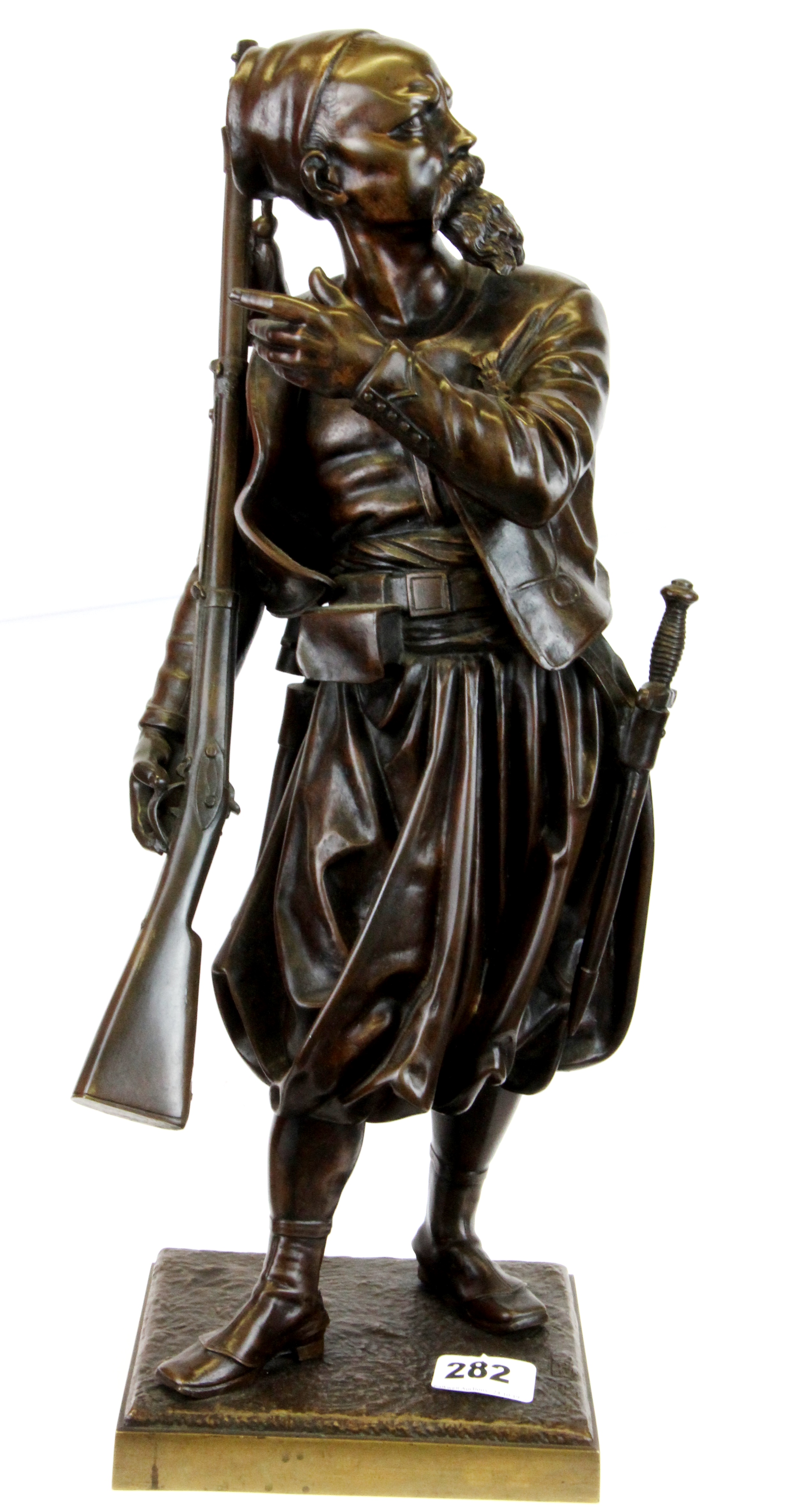 A superb cast bronze figure of an Arab signed A. Leveel, H. 52cm. - Image 2 of 5