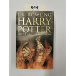 A first edition copy of Harry Potter and The Order of The Phoenix.