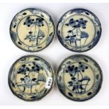 A set of four 18th Century hand painted provincial porcelain plates, Dia. 16cm.