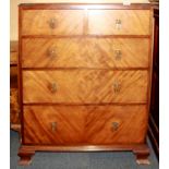 A 1930's mahogany veneered five drawer chest, size 76 x 50 x 107cm.
