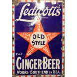 An original enamelled advertising sign for 'Ledicotts - Ginger Beer of Southend on Sea', size 51 x
