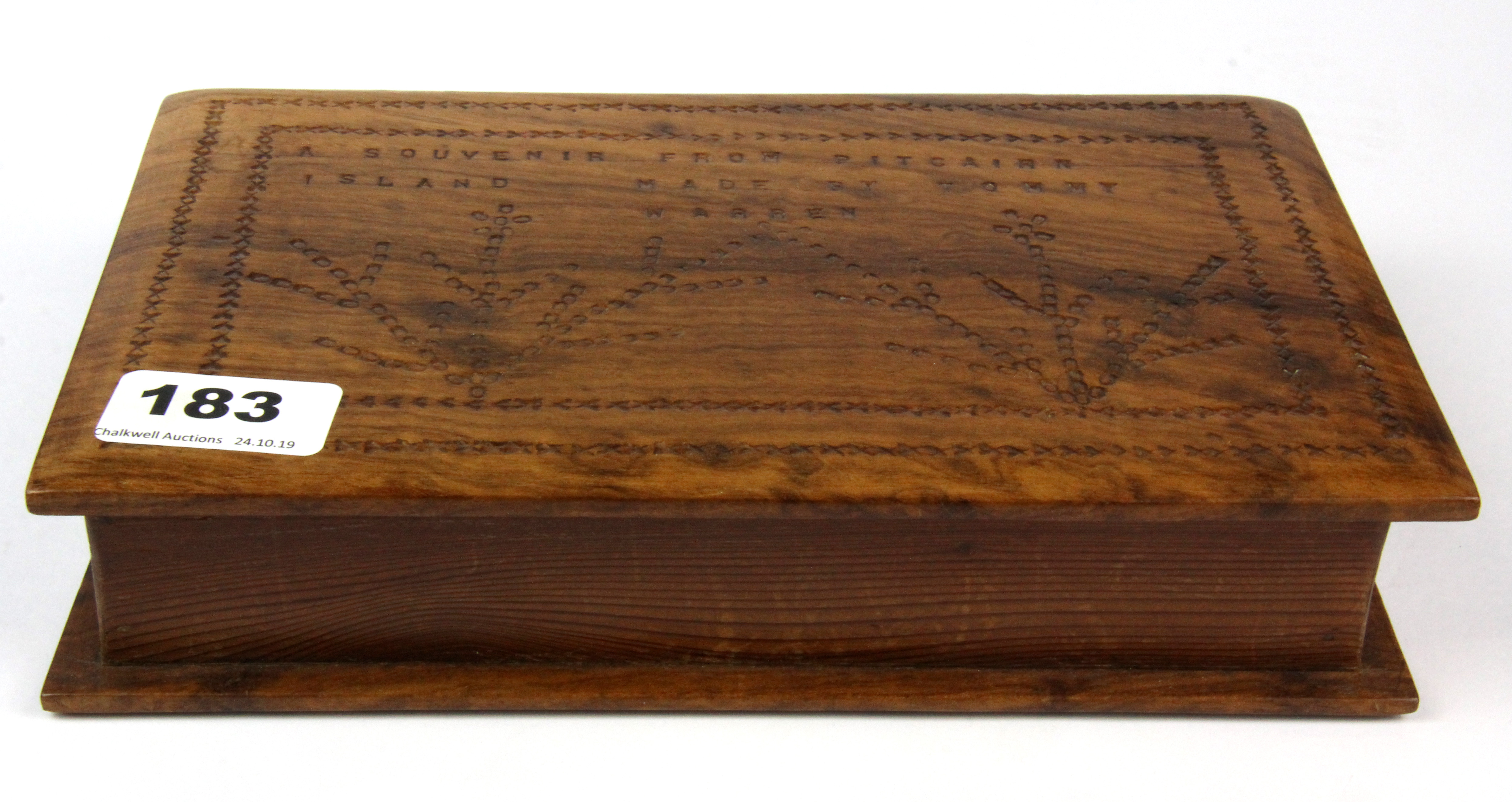 A Pitcairn Island box, size 24 x 15 x 5cm.