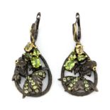 A pair of Hana Maae designer 925 silver gilt earrings in the shape of a fantail fish, set with