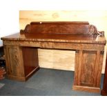 A 19th century mahogany veneered buffet sideboard, W. 198cm H. 122cm.