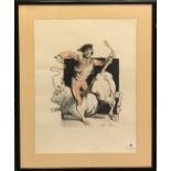 A large pencil signed framed lithograph of a matador initialled H.C and numbered 6/25, framed size