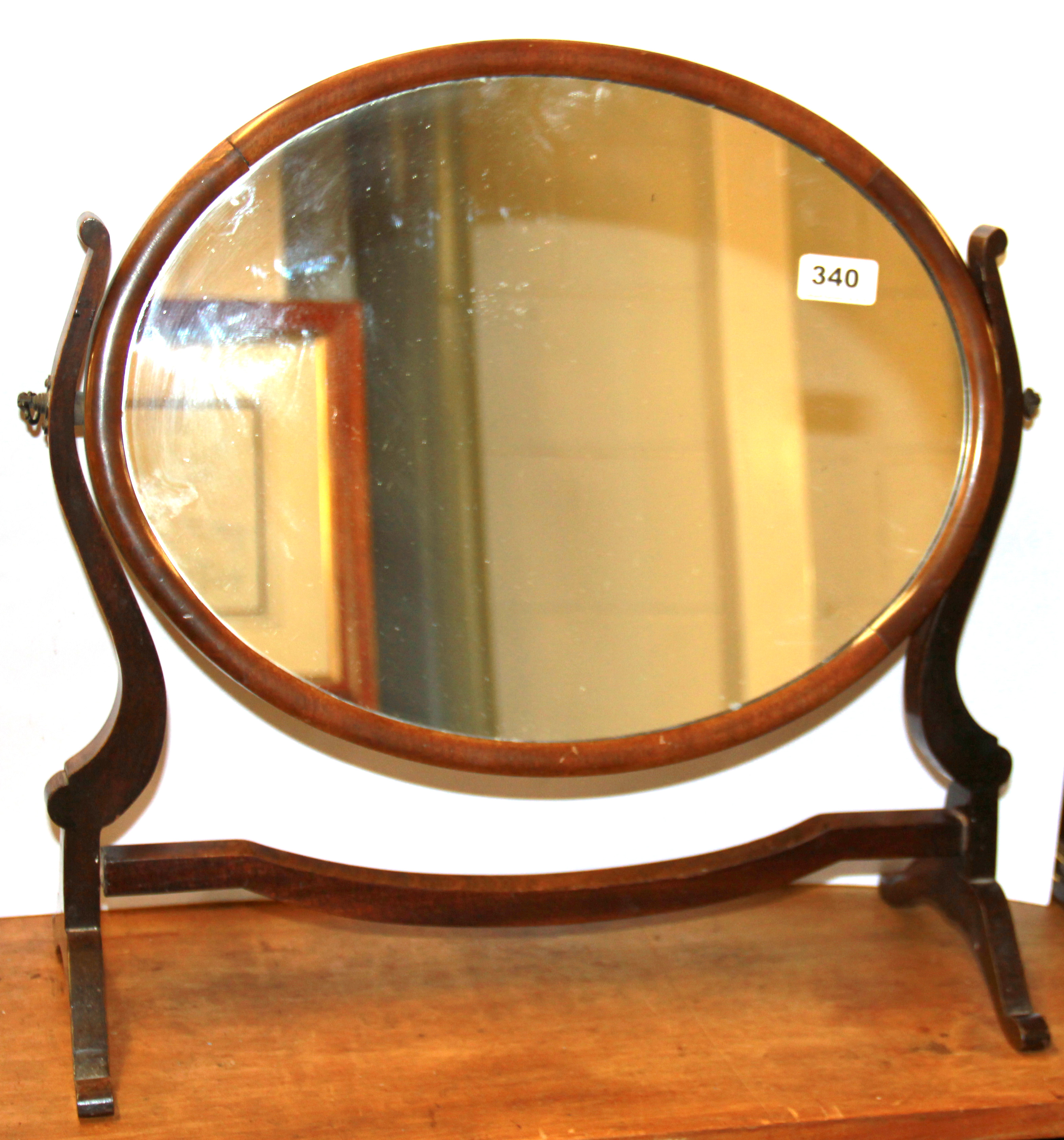 A 19th century dressing mirror, W. 49cm H. 47cm.