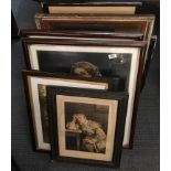 A quantity of Victorian framed prints, largest framed size 61 x 75cm.