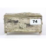 A 19th Century Dutch hallmarked silver casket with English import marks, size 14 x 9 x 7.5cm.