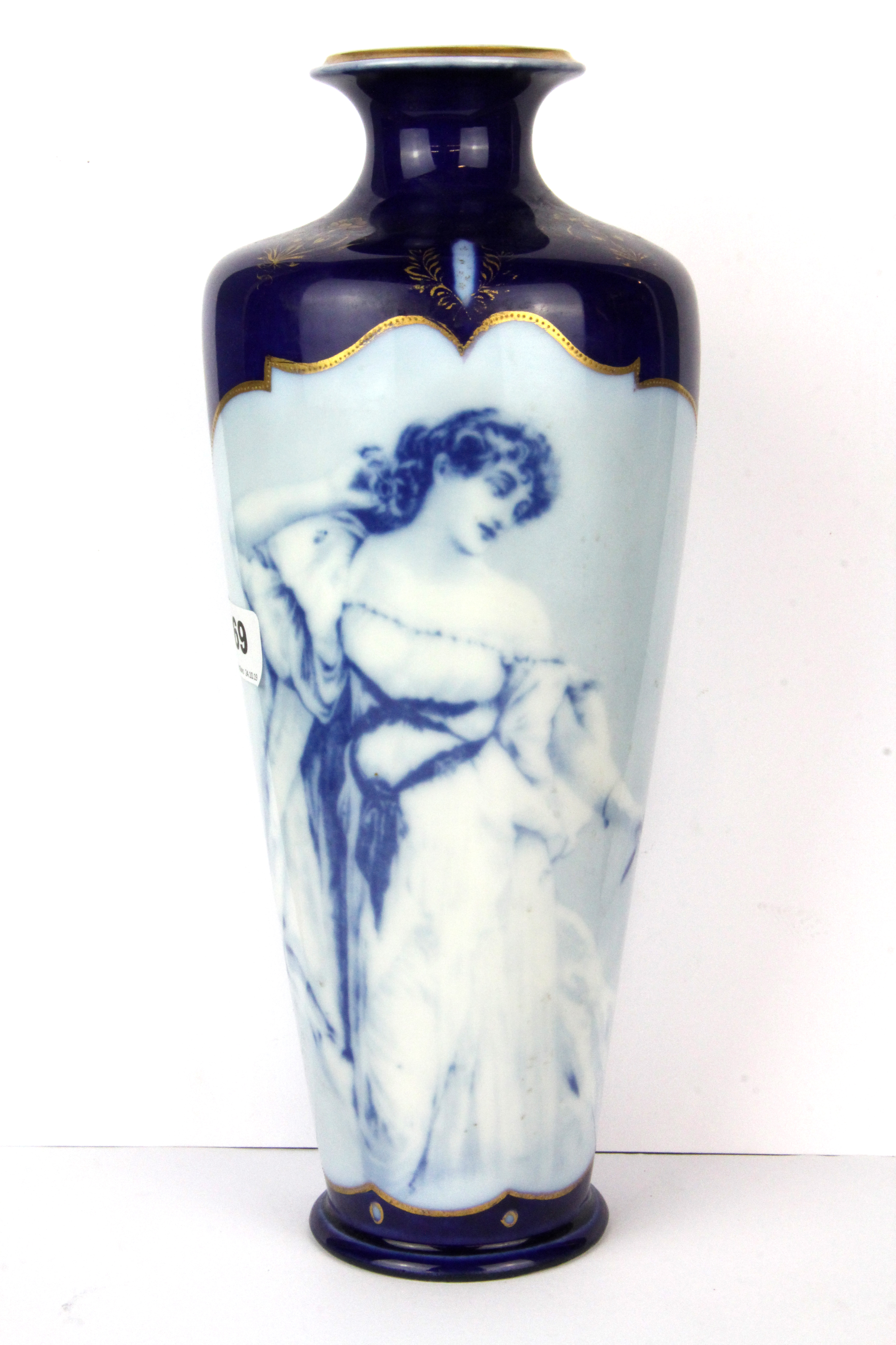 A lovely early 20th century Copenhagen porcelain vase, H. 34cm.