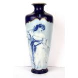 A lovely early 20th century Copenhagen porcelain vase, H. 34cm.