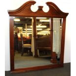 A contemporary mahogany overmantle mirror, W. 109cm H. 125cm.