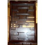 A Chinese style wall mounted mahogany display cabinet, size 54 x 82cm.