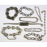 A quantity of mixed silver bracelets.