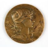 An 1889 Paris exhibition bronze medallion, Dia. 6.5cm.