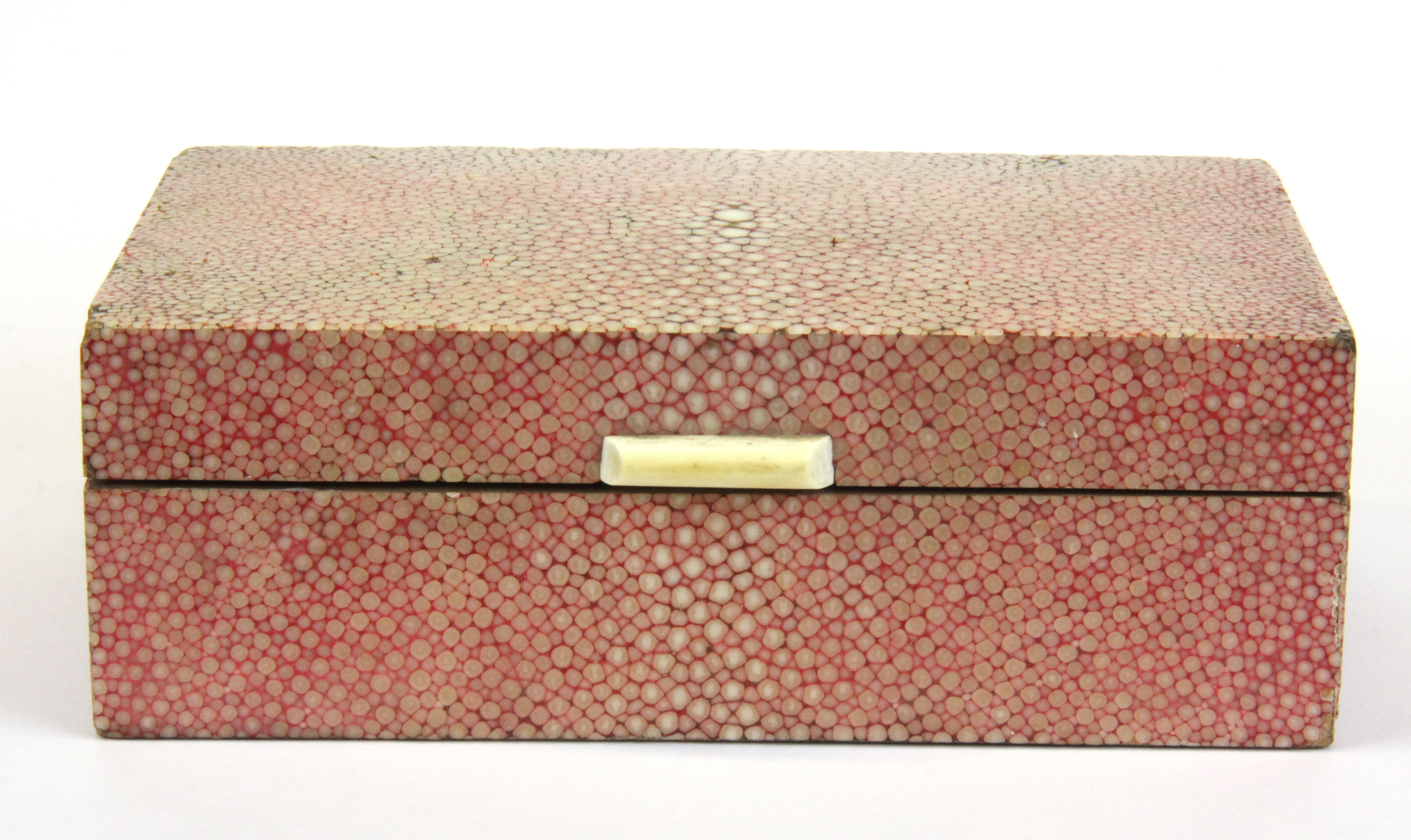 A 1920's shagreen covered wooden cigarette box, size 17 x 11 x 5.5cm.