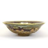 An interesting Chinese Zhun glazed porcelain bowl with tube lined decoration to the exterior, Dia.