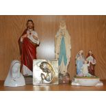 A 19th Century porcelain figure group of the Holy Family, H. 16cm together with a further